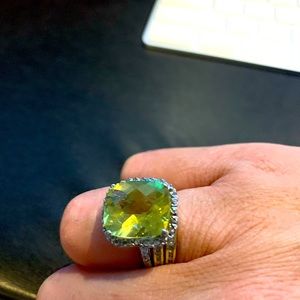 Peridot Ring Size 6 - 14k white gold. Needs cleaning. Statement Ring